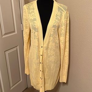 White House Black Market Boyfriend Yellow Cardigan